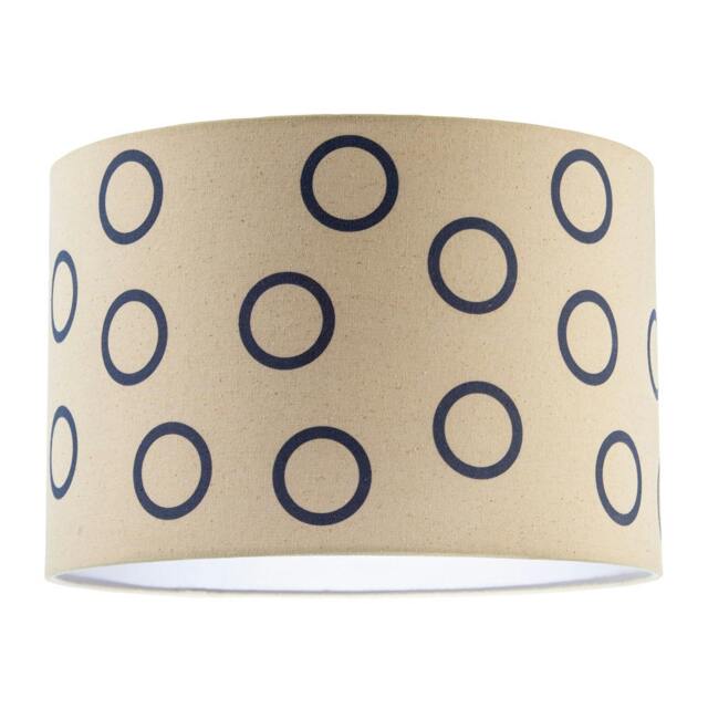 Rackhams Midnight Navy Blue Open Circle Pattern Linen Fabric Drum Lamp Shade - image 1