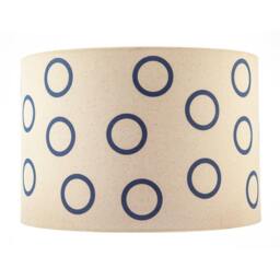 Rackhams Midnight Navy Blue Open Circle Pattern Linen Fabric Drum Lamp Shade - thumbnail 4