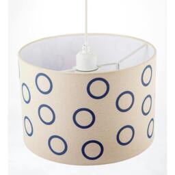 Rackhams Midnight Navy Blue Open Circle Pattern Linen Fabric Drum Lamp Shade - thumbnail 3