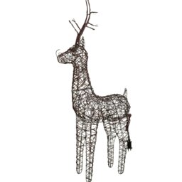 "Rackhams 1m (53"") Brown Outdoor Standing Wicker Reindeer Decoration With LED Lights" - thumbnail 6
