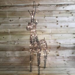 "Rackhams 1m (53"") Brown Outdoor Standing Wicker Reindeer Decoration With LED Lights" - thumbnail 3