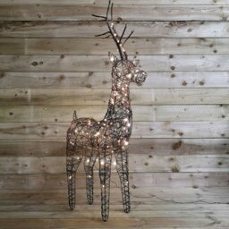 "Rackhams 1m (53"") Brown Outdoor Standing Wicker Reindeer Decoration With LED Lights" - thumbnail 5