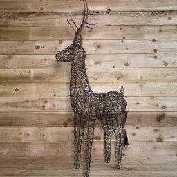 "Rackhams 1m (53"") Brown Outdoor Standing Wicker Reindeer Decoration With LED Lights" - thumbnail 2