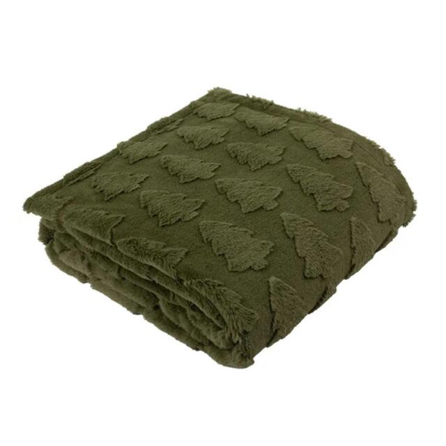 Rackhams Faux Fur Pine Tree Throw - Forest Green - 150cm x 200cm - Forest Green - 100% Polyester - image 1