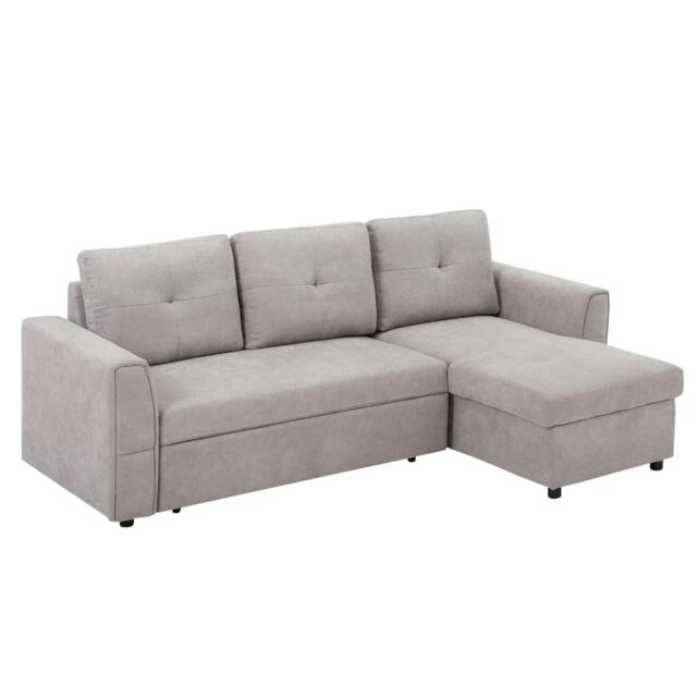 Rackhams 3 Seater Sofa Bed, Pull Out Sofa Bed with Storage for Living Room, Light Grey - image 1