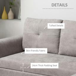Rackhams 3 Seater Sofa Bed, Pull Out Sofa Bed with Storage for Living Room, Light Grey - thumbnail 5