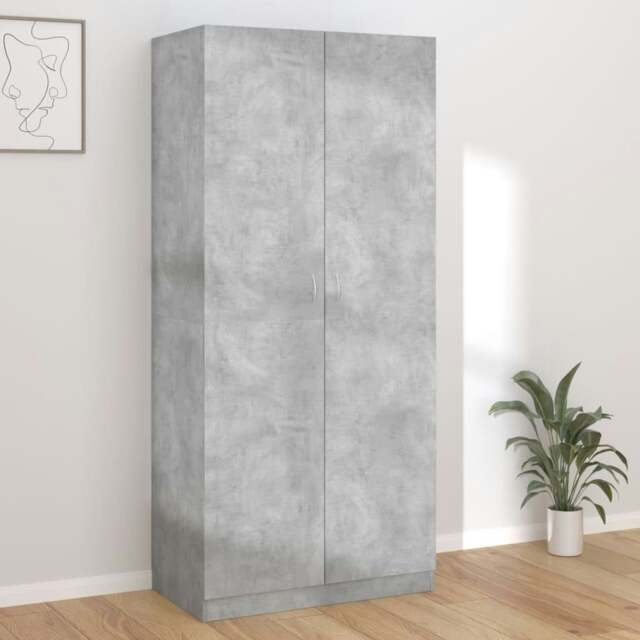 Rackhams Wardrobe Concrete Grey 90x52x200 cm Engineered Wood