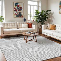 Rackhams Galey Alix Architect-Modern Ivory Brown Graphic High Pile Rug - 80 x 220 cm - thumbnail 2