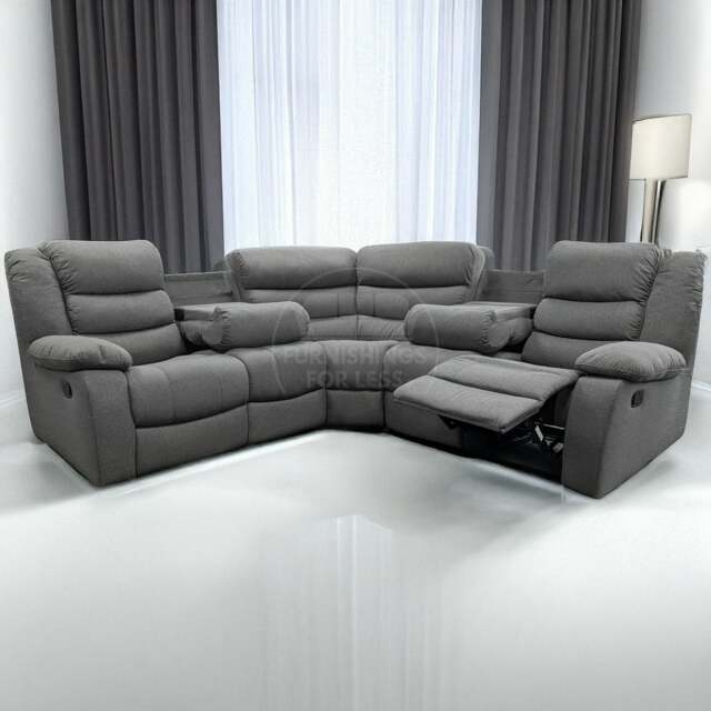 Rackhams Manhattan Full Fabric Reclining 5 Seater Corner Sofa - Grey - image 1