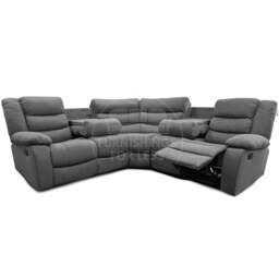 Rackhams Manhattan Full Fabric Reclining 5 Seater Corner Sofa - Grey - thumbnail 4