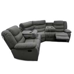 Rackhams Manhattan Full Fabric Reclining 5 Seater Corner Sofa - Grey - thumbnail 3