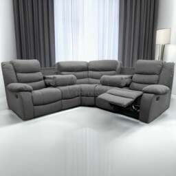 Rackhams Manhattan Full Fabric Reclining 5 Seater Corner Sofa - Grey - thumbnail 1