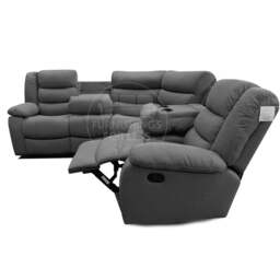 Rackhams Manhattan Full Fabric Reclining 5 Seater Corner Sofa - Grey - thumbnail 2