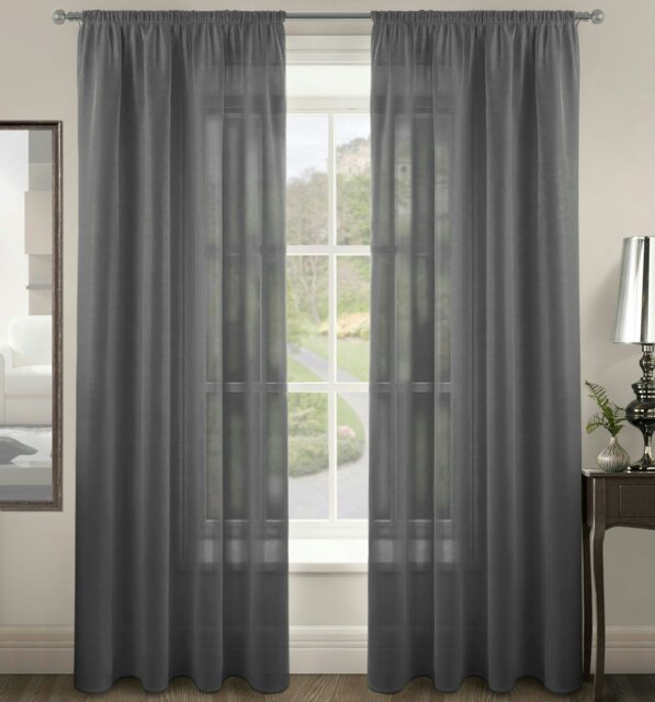 Rackhams Riva Slot Top Voile Panel - 150cm x 182cm - Charcoal - image 1