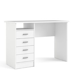 Rackhams Function Plus 4 Drawer Desk in White - White - 48.5 - 76