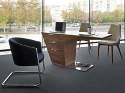 Rackhams Walnut desk with chrome-plated steel base 3012 - thumbnail 6