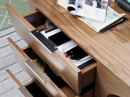 Rackhams Walnut desk with chrome-plated steel base 3012 - thumbnail 5