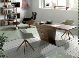 Rackhams Walnut desk with chrome-plated steel base 3012 - thumbnail 3