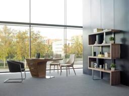 Rackhams Walnut desk with chrome-plated steel base 3012 - thumbnail 4