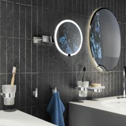 Rackhams Polished Chrome Sensor Activated LED Mirror - Wall Mounted Extendable Swing Arm 7x Magnification Rechargable Battery Bathroom Makeup or Shaving - thumbnail 2