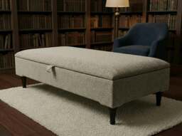 Rackhams Animal Print Cream Storage Ottoman Bench – Coffee Table, Pouffe Seat & Hidden Storage - 50 x 30 Inches (127 x 76cm)