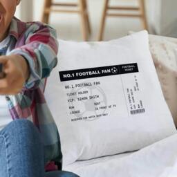 Rackhams Personalised Football Ticket Cushion - Cotton - h38 x w38 x d8cm