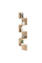 Rackhams 5 Tier Zigzag Corner Bookcase Floating Wall Shelf - Brown - thumbnail 5