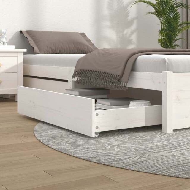 Rackhams Bed Drawers 2 pcs White Solid Wood Pine