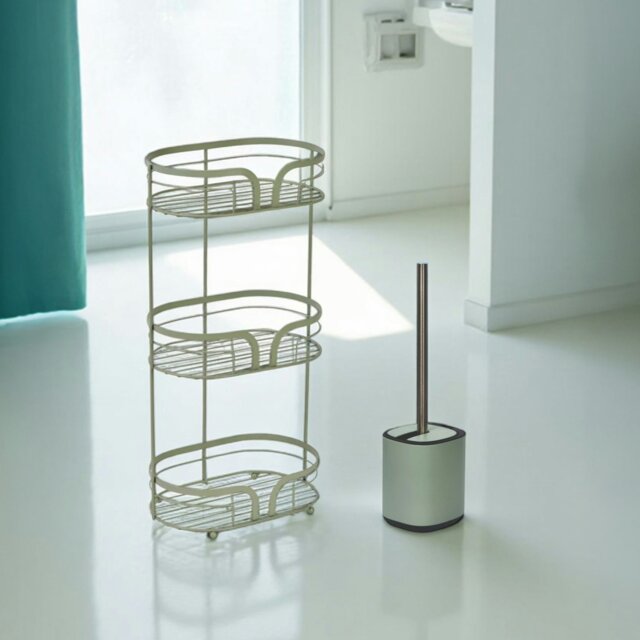 Rackhams Sage Green Bathroom Accessory Set Floor Caddy with Toilet Brush and Holder - image 1