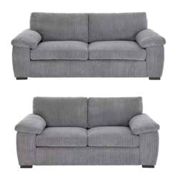 Rackhams Amalfi Jumbo Cord Grey Sofa 3+2 Fabric Sofa in Grey - 3 Seater & 2 Seater Set - thumbnail 3