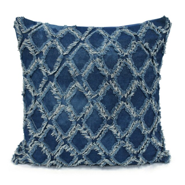 Rackhams Modern Denim Tuft Cushion - 43cm x 43cm - Navy - image 1