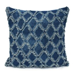 Rackhams Modern Denim Tuft Cushion - 43cm x 43cm - Navy - thumbnail 1