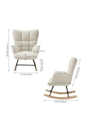 Rackhams Tufted Upholstered Rocking Chair with Pocket - White - thumbnail 6