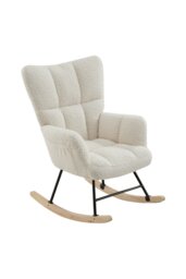 Rackhams Tufted Upholstered Rocking Chair with Pocket - White - thumbnail 3
