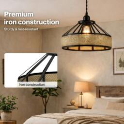 Rackhams Modern Ceiling Pendant Light Shade Industrial Hemp Rope Lamp Shade 25cm - thumbnail 6