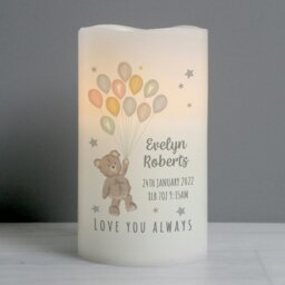 Rackhams Personalised Teddy & Balloons Nightlight LED Candle - thumbnail 1