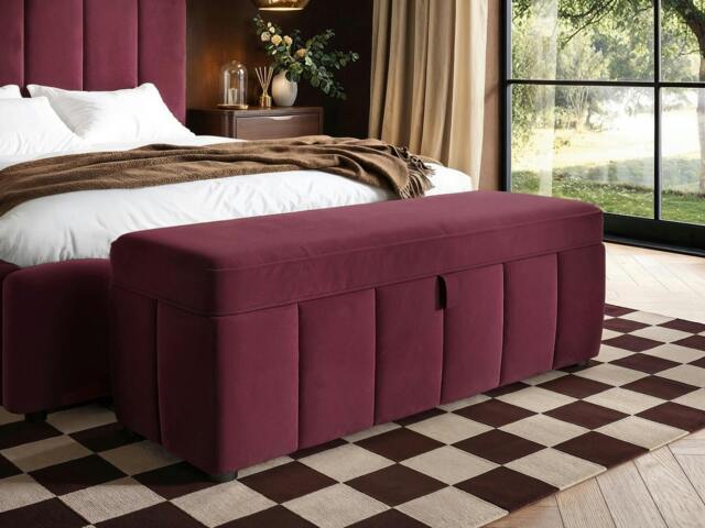 Rackhams Emilie Black Velvet Blanket Box - Burgundy Velvet - image 1