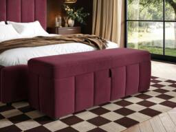 Rackhams Emilie Black Velvet Blanket Box - Burgundy Velvet