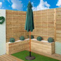 Rackhams 2.7m Outdoor Wooden Garden Parasol Sun Shade with Carry Bag in Green - thumbnail 2