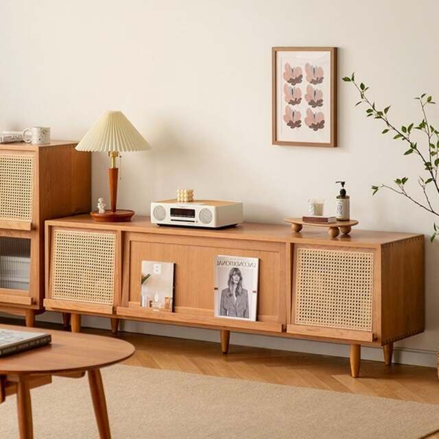 Rackhams Gwendolyn Rattan TV Stand - 150cm - Rattan Door - image 1