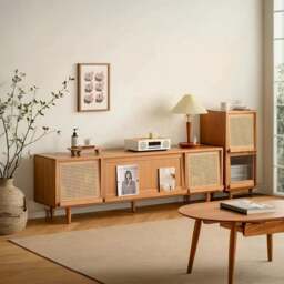 Rackhams Gwendolyn Rattan TV Stand - 150cm - Rattan Door - thumbnail 2