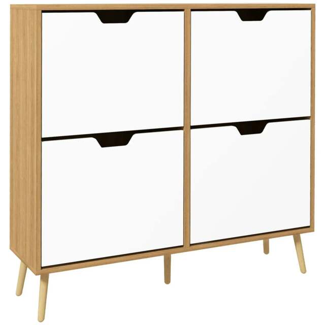 Rackhams Shoe Storage Cabinet, 4 Flip Drawers, Shoe Organizer for 8-16 Pairs of Shoes, Natural - image 1