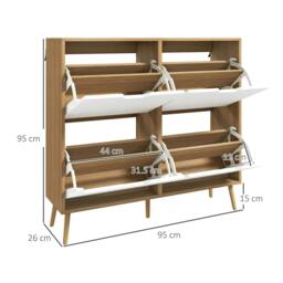 Rackhams Shoe Storage Cabinet, 4 Flip Drawers, Shoe Organizer for 8-16 Pairs of Shoes, Natural - thumbnail 3