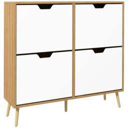 Rackhams Shoe Storage Cabinet, 4 Flip Drawers, Shoe Organizer for 8-16 Pairs of Shoes, Natural - thumbnail 1