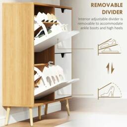 Rackhams Shoe Storage Cabinet, 4 Flip Drawers, Shoe Organizer for 8-16 Pairs of Shoes, Natural - thumbnail 6
