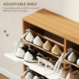 Rackhams Shoe Storage Cabinet, 4 Flip Drawers, Shoe Organizer for 8-16 Pairs of Shoes, Natural - thumbnail 5