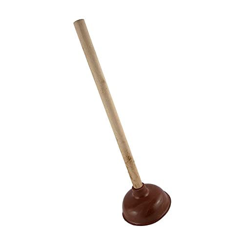 Rackhams Large Toilet Plunger Sink Drain Cleaner with Wooden Handle & Strong Rubber Suction Cup for Cleaning Bathroom, Shower, Clogged Kitchen Sink - 40cm - image 1