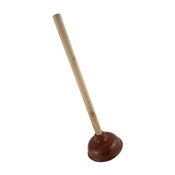 Rackhams Large Toilet Plunger Sink Drain Cleaner with Wooden Handle & Strong Rubber Suction Cup for Cleaning Bathroom, Shower, Clogged Kitchen Sink - 40cm - thumbnail 1