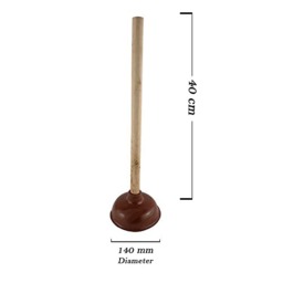 Rackhams Large Toilet Plunger Sink Drain Cleaner with Wooden Handle & Strong Rubber Suction Cup for Cleaning Bathroom, Shower, Clogged Kitchen Sink - 40cm - thumbnail 2