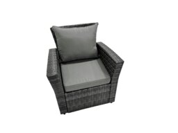 Rackhams 9 Seat Poly Rattan Outdoor Patio Oblong Coffee Table Corner Sofa Set with 2 Big Stool Chair for Garden Backyard Dark Grey Mixed - thumbnail 6